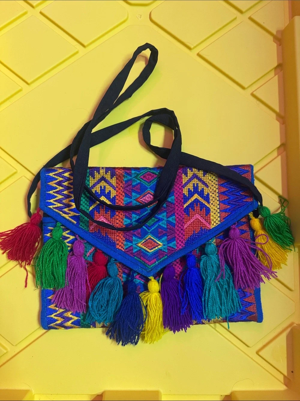 Bohemian Multicolor Tassel Envelope Shoulder Bag